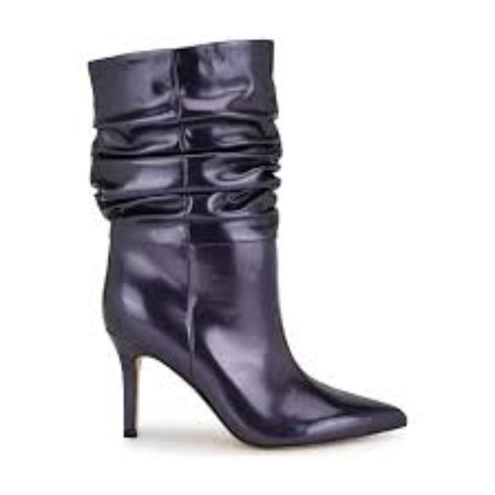 NWT Nine West slouch dress booties blue metallic stiletto slouch boots